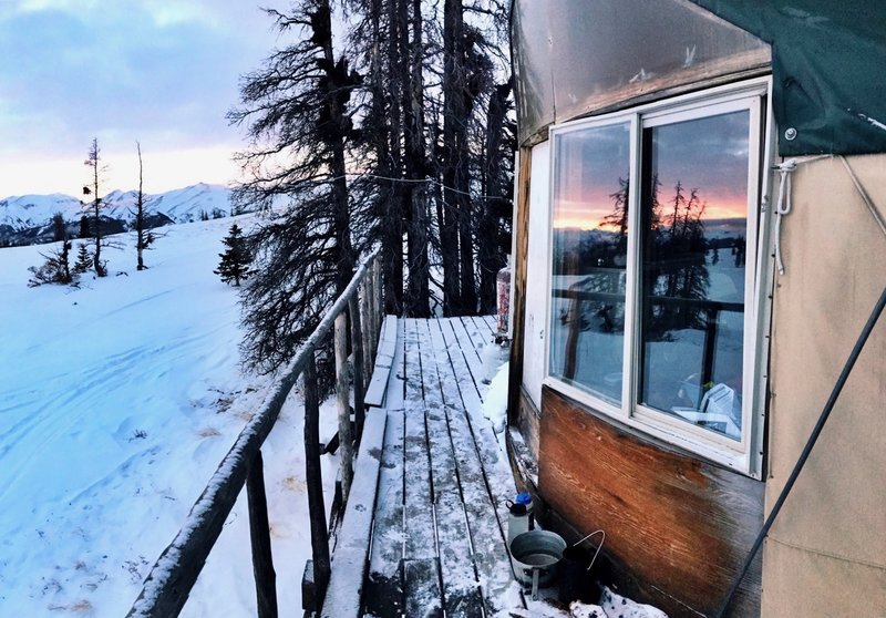 Sunsets are beautifully reflected in the Colorado Trail Yurt windows.