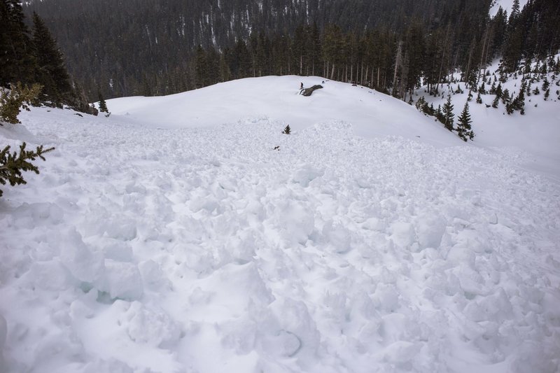 Avalanche debris deposited on the Wildy Bowl Crossover ~ April 28th, 2016