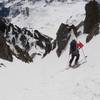 Skiing the chute above Lavender Col