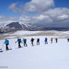 Skiers and mountainous Gegharkunik