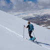 Skiers and mountainous Gegharkunik