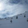 Powder skiing off Grassy.