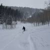 John V skiing lookers right line, 1/2 way back to car